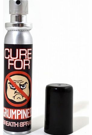 Cure For Grumpiness Breath Spray This novelty breath spray is a funny gift for kids who are grumpy. We cant vouch for the effectiveness of this novelty product, but the fresh spearmint taste of the mouth spray will at least make their breath smell su