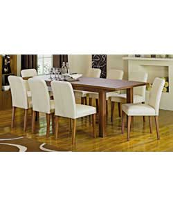 Size of table (L)173 extending to 218, (W)90, (H)76cm.Size of chair (W)45, (D)53, (H)85cm.Butterfly 