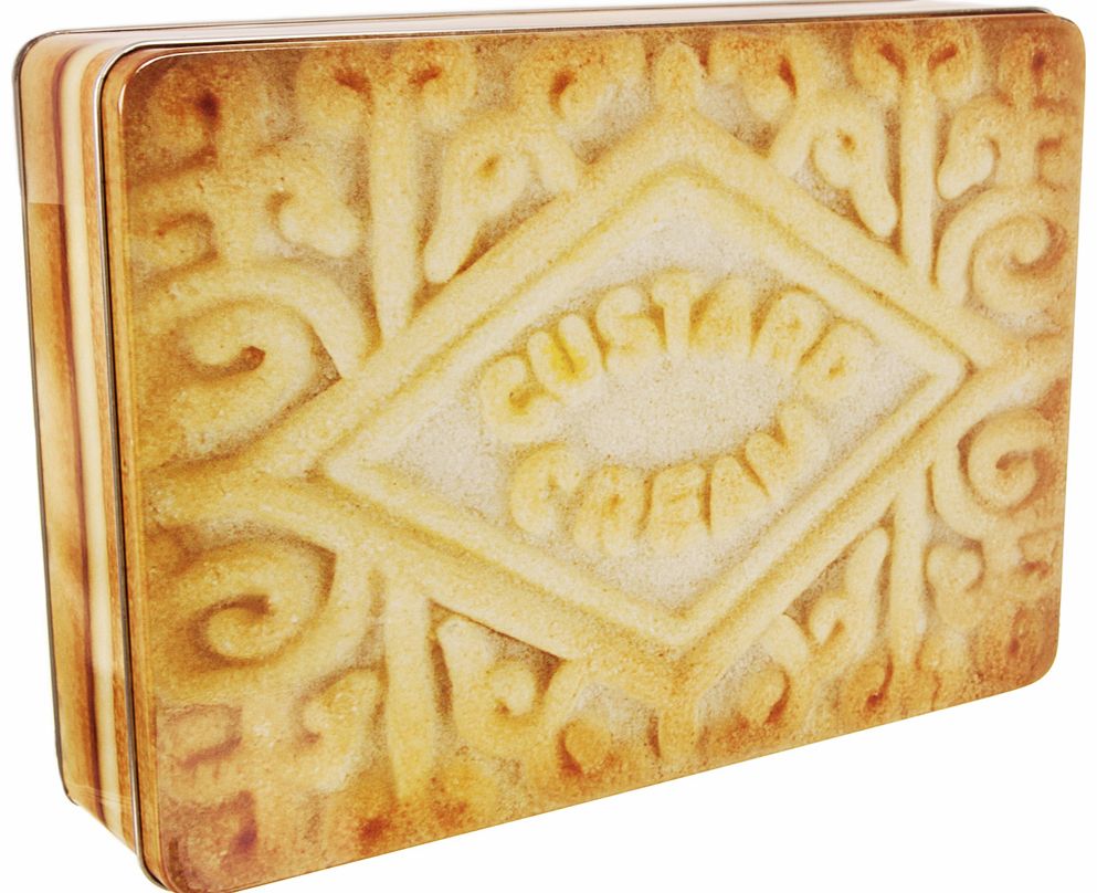 OoOoOoH, custard creams - yum! If youre looking for a place to store all your bits and bobs, letters, old photos, or if youre just looking to spice up your biscuit jar then this custard cream storage tin is just the thing!