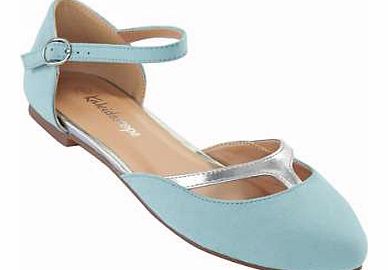 Add a little colour to your wardrobe with these unique pale blue cut out flats. With a flattering pointed toe and silver cut out detail these will surely stand out. Flats Features: Upper: Textile Lining, sock, sole: Other materials Heel height approx