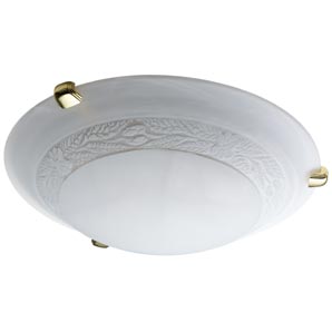 Damask flush ceiling fitting with soft white marbl