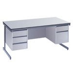Dams 178.5cm Desk With Cable Ports-Light Grey