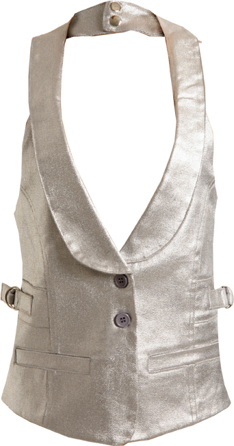DariaSilver denim waistcoat with collar detail