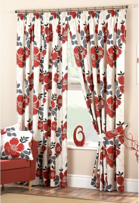 Unbranded Darina Red Lined Curtains