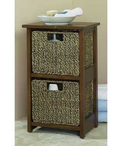 2 drawer unit in dark two tone seagrass and wood.Size (W)34, (D)24, (H)56cm.Packed flat for home ass