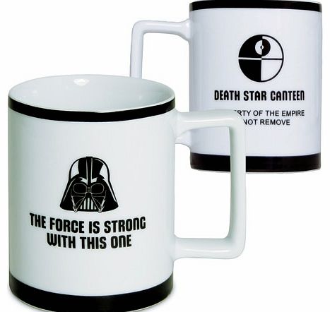 Darth Vader Star Wars Imperial Mug This Darth Vader Imperial Mug is official Star Wars merchandise! It has the Darths helmet and a quote on one side and a Death Star Canteen design on the other. It measures around 11 cm x 9.2 cm x 7.6 cm and is dishw