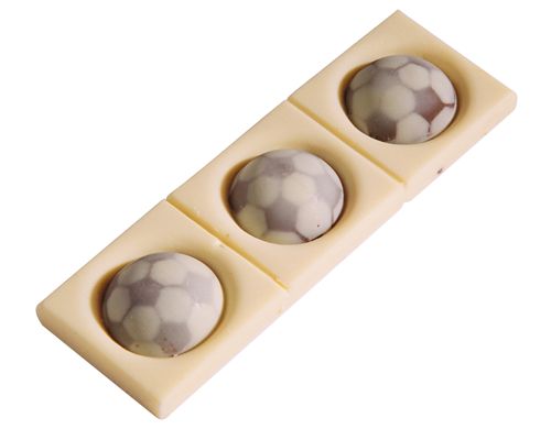 Indulge with rich belgian chocolate beautifully designed as 3 footballs.