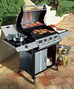 Deluxe 4 Burner Gas BBQ with Stainless Steel Hood