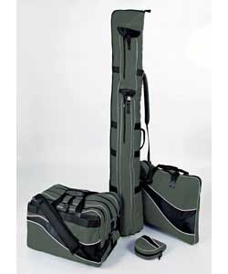 5 rod holdall tube capacity and adjustable shoulder strap. Length 1.8m. 2 external pockets with zipp