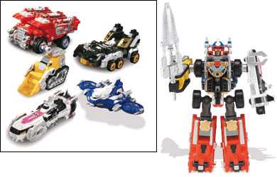 5 zords combine to form the awesome DriveMax Megazord!
