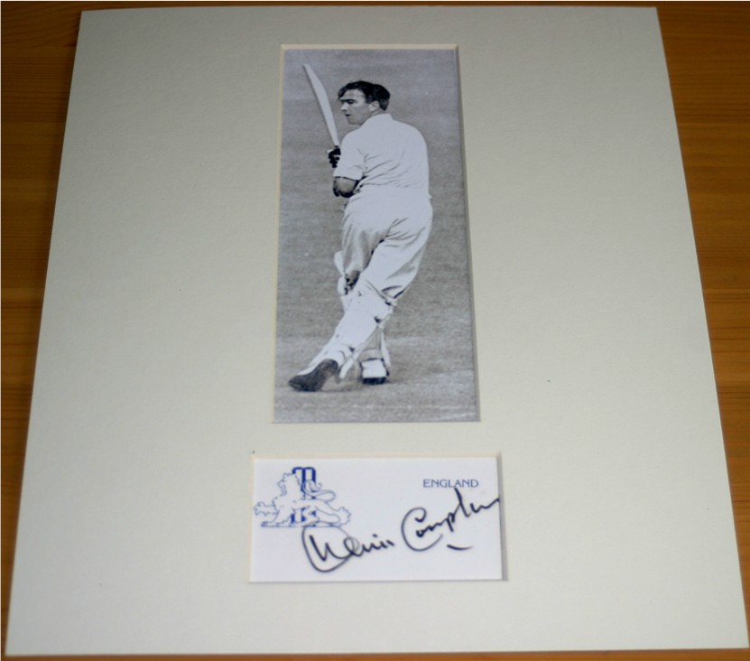 DENIS COMPTON SIGNATURE MOUNTED WITH PHOTO - 12