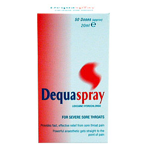 Dequaspray for severe sore throats provides fast, effective relief from sore throat pain. The dequas