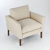 Unbranded Dexter Cosy Chair - Dorchester Linen Flock Cream - White leg stain
