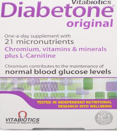 Diabetone Tablets 30s- This daily multivitamin has been formulated to support general health and wellbeing of those with diabetes It includes 21 nutrients including chromium to contribute to the maintenance of blood sugar levels, vitamin B6 contribut