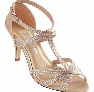 Beautiful diamante T-bar sandal. These sandals are stunning and perfect to suit any occasion and look.Sandals Features: Upper: Textile Lining, sock and sole: Other materials Heel height approx. 9 cm (3 ins) This item is part of our exclusive Spring 