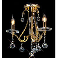 Unbranded DIIL30213 - 3 Light Crystal and Gold Plated Ceiling Light