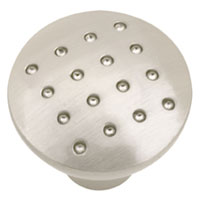 Diameter 27mm x Depth 23mm, Contemporary styled satin nickel effect knob, Ideal for bringing
