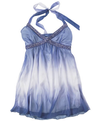 Gorgeous dip-dye styling with glitzy trim and tie straps - enjoy the season of fun and frivolity! 10