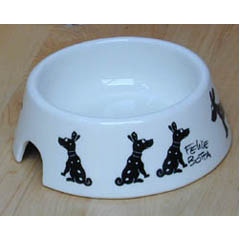 A glazed ceramic bowl for your best friend.