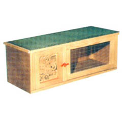 Two door opening wooden hutch suitable for keeping guinea pigs outdoors. Treated with felt roof and 