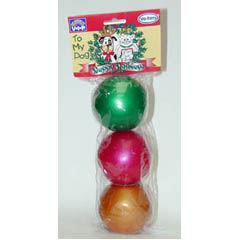 They look like Christmas ornaments but they are really toys for your dog to enjoy!  Each pack comes 