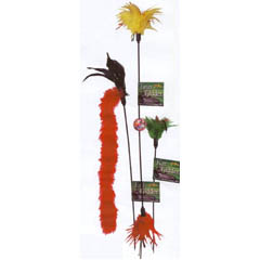 Both of you will love this toy which has brightly coloured feathers on each end. The rattle in the b