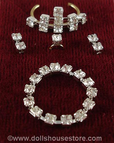 Doll House Miniature Diamond Necklace Tiara Ring