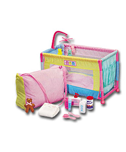Dolls Travel Cot and Accessories