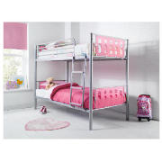 Unbranded Domino Bunk Bed, Pink with Silentnight Poppy