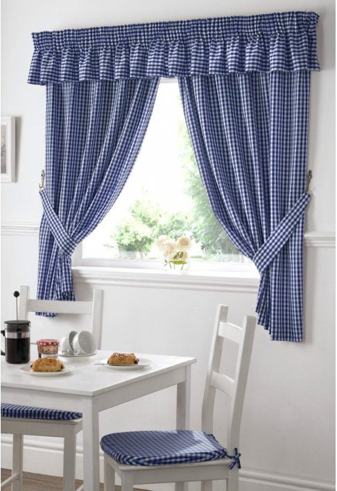 Unbranded Dorothy Gingham Blue Curtains