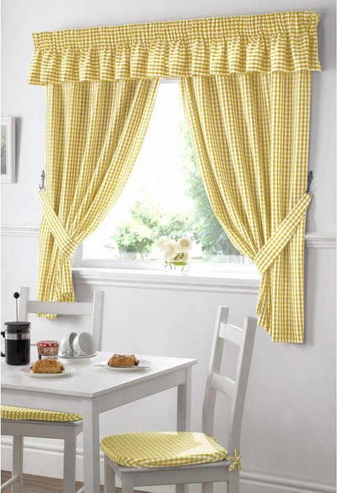 Unbranded Dorothy Gingham Yellow Curtains