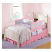 This double junior bed rail comes in pink and has a simple ratchet mechanism to ensure a snug and se