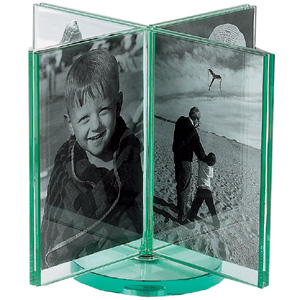 Unbranded Double Sided Spinner Glass Rotating Photo Frame