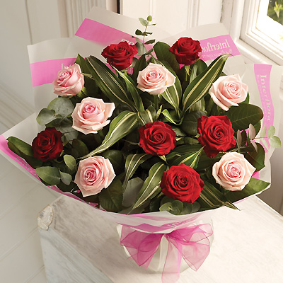 Unbranded Dozen Mixed Rose Hand-tied