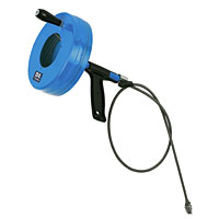 For cleaning blocked waste pipes. Corkscrew end winds through plug hole. 7.6m (25ft) long flexible
