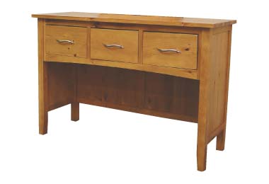 Mayfair pine dressing table with 3 dovetailed drawers each having a stylish wave design handle