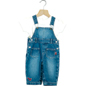 * Denim dungarees with two pockets * Plain white T-shirt