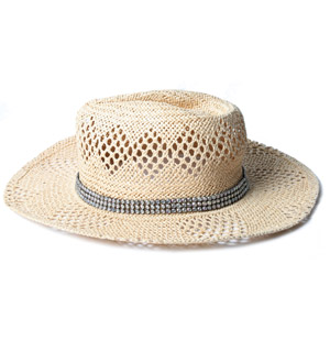 Edollyh, straw hat with diamante trim detail.