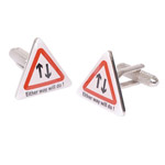 Onyx Art stylish set of Either Way Will Do cufflinks. These well made Onyx Art road sign cufflinks
