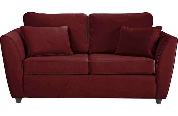 This Eleanor Sofa Bed is a perfect addition to any living room. A stylish and sleek red wine coloured design will fit perfectly into a range of decorative themes. The cushions are plush and very comfortable. The sofa then pulls out to provide a spaci