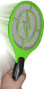 This amazing gadget is an electronic fly zapper styled as a badminton / tennis racquet. It kills