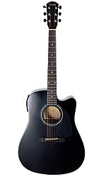 Dreadnought-size guitar with cutaway. Fender-Fishman built-in pick-up with tone volume control