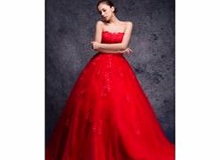 Unbranded Elegant Strapless Evening Dresses Prom Party Red