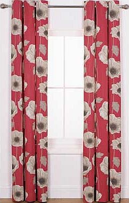 Unbranded Elissia Poppy Unlined Curtains - 117 x 183cm - Red