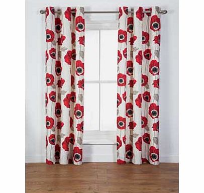 Unbranded Elissia Poppy Unlined Curtains - 228 x 228cm -