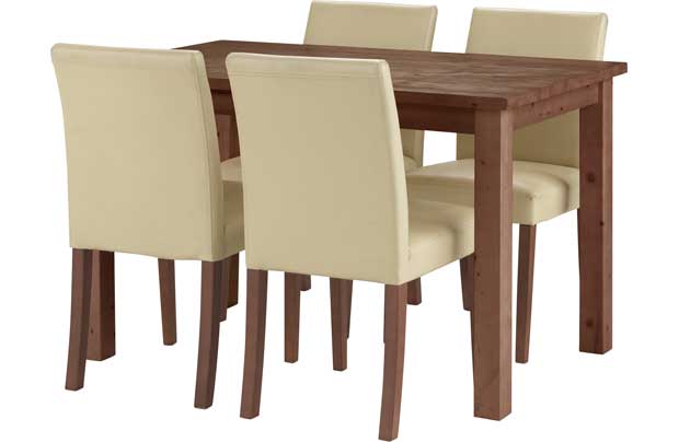 Unbranded Elliott Walnut Stain Dining Table and 4 Cream