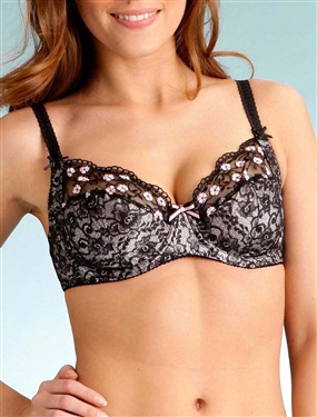 Unbranded Embroidered Lace and Tulle Full-Fitting Wired Bra