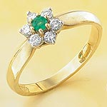 Emerald & Diamond 10pt. (Kiss) Ring