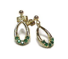 Unbranded Emerald and Diamond Drop Earrings in 9ct Yellow
