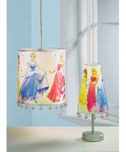 Set includes beaded lamp and fabric pendant.Lamp:Fabric laminated shade with brushed chrome finish s
